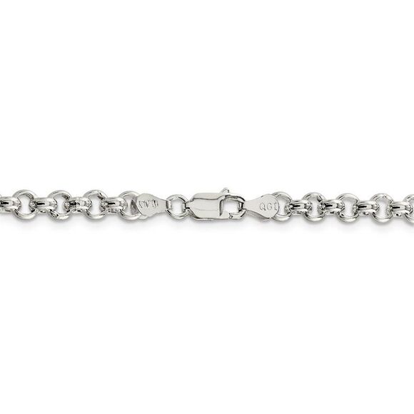 Men's 5mm, Sterling Silver Solid Rolo Chain Necklace, 24 Inch - Picture 4 of 8